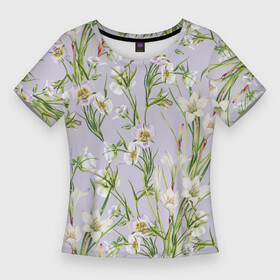 Женская футболка 3D Slim с принтом Цветы Лилии и Морозники в Кировске,  |  | flowers | букет | лилии | морозники | природа | растение | флора | цветы