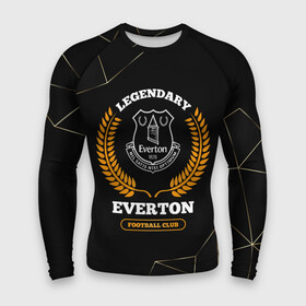 Мужской рашгард 3D с принтом Лого Everton и надпись Legendary Football Club на темном фоне в Кировске,  |  | club | everton | football | logo | клуб | лого | мяч | огонь | пламя | символ | спорт | футбол | футболист | футболисты | футбольный | эвертон