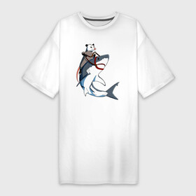 Платье-футболка хлопок с принтом Опоссум верхом на акуле в Кировске,  |  | shark | акула | акулы | белая | катран | опоссум | рыба | селахия | тигровая | тупорылая | хищник | шарк