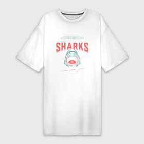 Платье-футболка хлопок с принтом Что тебя не убивает, делает тебя сильнее, кроме акул, акулы убьют тебя в Кировске,  |  | shark | акула | акулы | акулы убьют тебя | белая | делает тебя сильнее | катран | кроме акул | рыба | селахия | тигровая | тупорылая | хищник | шарк