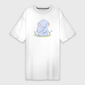 Платье-футболка хлопок с принтом Милые Слонята в Кировске,  |  | animals | beast | cute | животные | звери | милый | слон | слонёнок