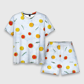 Мужской костюм с шортами 3D с принтом Дольки апельсина и грейпфрута в Кировске,  |  | апельсин | веточка | веточки | грейпфрут | дольки | еда | новый год | праздник | свежесть | фруктовый | фрукты | цитрусовый | цитрусы
