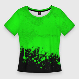 Женская футболка 3D Slim с принтом САЛАТОВЫЕ НЕОНОВЫЕ БРЫЗГИ КРАСКИ в Кировске,  |  | neon | брызги | брызги красок | краска | неон | неоновые | неоновый зеленый | подтеки | радиация | салатовый | текстура | яркий