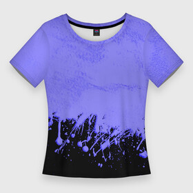 Женская футболка 3D Slim с принтом КРАСИВЫЕ НЕОНОВЫЕ БРЫЗГИ КРАСКИ в Кировске,  |  | neon | брызги | брызги красок | краска | неон | неоновые | подтеки | сиреневый | текстура | фиолетовый | яркий