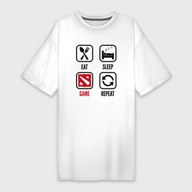 Платье-футболка хлопок с принтом Eat  Sleep  Dota  Repeat в Кировске,  |  | dota | eat sleep repeat | logo | дота | игра | игры | лого | логотип | символ