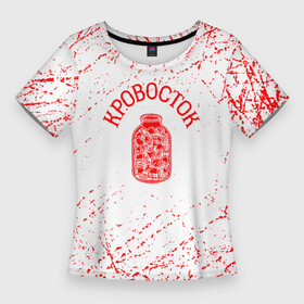 Женская футболка 3D Slim с принтом кровосток банка в Кировске,  |  | Тематика изображения на принте: krovostok | гантеля | д. файн | кровосток | куртец | река крови | рудчик к. с. | рэп | студень | хип хоп | чб