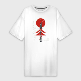 Платье-футболка хлопок с принтом Дух Воина в Кировске,  |  | ghost of tsushima | japan | japanese style | гост тсусима | гхост цусима | иероглифы | кандзи | катана | киото | ниндзя | призрак цусимы | самурай | самурайский меч | токио | япония | японский стиль