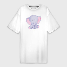 Платье-футболка хлопок с принтом Милый Слонёнок В Предкушении в Кировске,  |  | animals | beast | cute | животные | звери | милый | слон | слонёнок