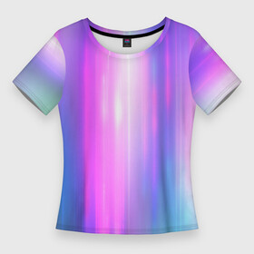 Женская футболка 3D Slim с принтом Northern lights, Северное сияние, неоновое свечение в Кировске,  |  | blur | northern lights | абстрактный | неон | огоньки | полосы | размытый | розовый | северное сияние | фиолетовый
