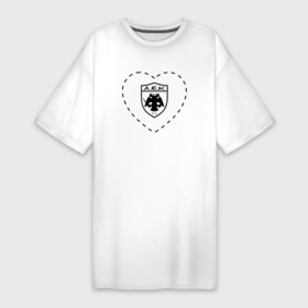Платье-футболка хлопок с принтом Лого AEK Athens в сердечке в Кировске,  |  | aek | aek athens | athens | club | football | logo | love | аек | клуб | лого | мяч | сердечко | символ | спорт | футбол | футболист | футболисты | футбольный
