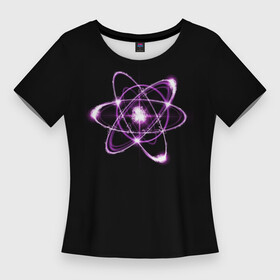 Женская футболка 3D Slim с принтом Атом  Розовый стиль в Кировске,  |  | atom | nova | particle | quantum | атом | звезда | квант | частица