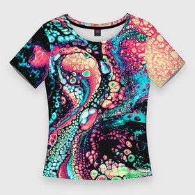 Женская футболка 3D Slim с принтом Acid Wave в Кировске,  |  | абстракция | акрил | акрил абстракция | волны | жидкость | красивая | краска | красочная | линии | психоделика | разноцветная | смешение цветов | флюид | флюид арт | яркая