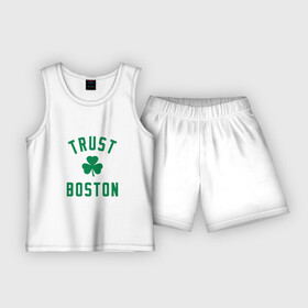 Детская пижама с шортами хлопок с принтом Trust Boston в Кировске,  |  | basketball | game | nba | sport | баскетбол | баскетболист | бостон | игра | мяч | нба | спорт | спортсмен