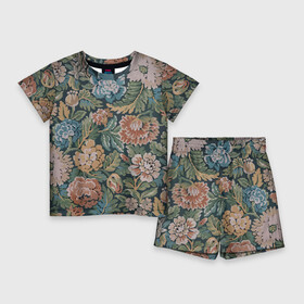 Детский костюм с шортами 3D с принтом Floral pattern  Цветочный паттерн в Кировске,  |  | fashion | flower | leaf | pattern | лист | мода | узор | цветы