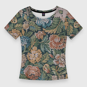 Женская футболка 3D Slim с принтом Floral pattern  Цветочный паттерн в Кировске,  |  | fashion | flower | leaf | pattern | лист | мода | узор | цветы