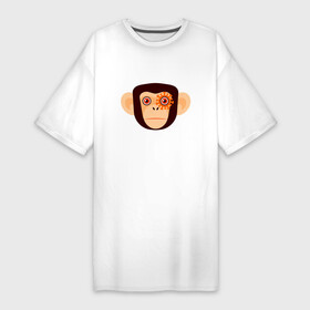 Платье-футболка хлопок с принтом Злая кибер обезьяна в Кировске,  |  | chimpanzee | cyber | monkey | monkeypox | pox | злой | кибер | мультяшный стиль | обезьяна | обезьянья оспа | оспа | плоский стиль | шимпанзе