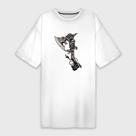 Платье-футболка хлопок с принтом Крутой боевой тату топор в Кировске,  |  | axe | battle axe | blade | боевой топор | оружие | славянский боевой топор | тату | топор | холодное оружие