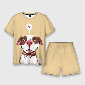 Мужской костюм с шортами 3D с принтом Собачья любовь в Кировске,  |  | бульдог | друг человека | животное | питомец | псина | собака | собачка