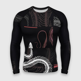 Мужской рашгард 3D с принтом Скелет змеи  Snake skeleton в Кировске,  |  | abstract | black | bones | dark | glitch | neon | pattern | reptiles | skeleton | snake | snakes | square | абстракция | глитч | змеи | змея | квадрат | паттерн | скелет | темный | черный