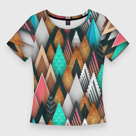 Женская футболка 3D Slim с принтом Абстрактный цветной лес в Кировске,  |  | colours | forest | абстракция | лес | цвета