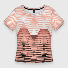 Женская футболка 3D Slim с принтом Hexagon Minimal в Кировске,  |  | абстракция | бронь | броня | геометрия | рисунок | узор | шестиугольник