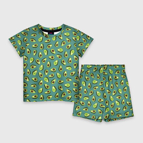 Детский костюм с шортами 3D с принтом Веселый авокадо в Кировске,  |  | авокадо | веселый | детский | зеленый | летний принт | пляжный стиль | позитивные авокадо