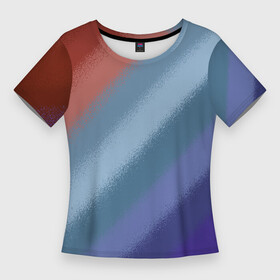 Женская футболка 3D Slim с принтом Полосатый коричнево голубой паттерн в Кировске,  |  | Тематика изображения на принте: oblique stripes | stripes | коричневый | косые полосы | полосы