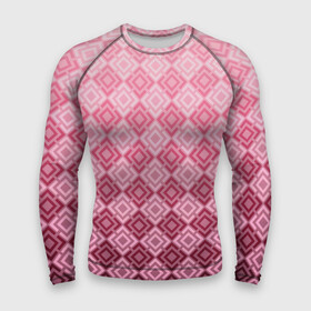 Мужской рашгард 3D с принтом Розовый геометрический градиентный узор в Кировске,  |  | geometric | geometric pink | геомметрический узор | градиент | клетка | розовый