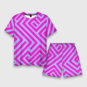 Мужской костюм с шортами 3D с принтом Trend pattern в Кировске,  |  | blue | gradient | pink | градиент | розовый | тренд | трендовые цвета