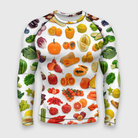 Мужской рашгард 3D с принтом VEGETABLE FRUIT ABUNDANCE в Кировске,  |  | арбуз | банан | виноград | гранат | груша | дыня | капуста | клубника | кукуруза | лимон | лук | морковь | овощи | огурец | перец | помидор | фрукты | яблоки