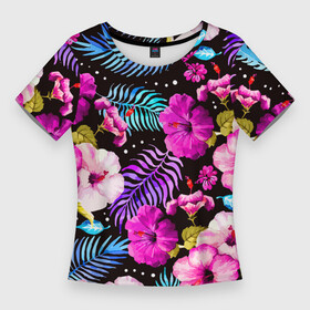 Женская футболка 3D Slim с принтом Floral pattern  Summer night  Fashion trend в Кировске,  |  | fashion | flowers | night | pattern | summer | trend | лето | мода | ночь | паттерн | тренд | цветы