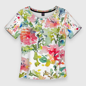 Женская футболка 3D Slim с принтом Floral pattern  Watercolour  Summer в Кировске,  |  | abstraction | fashion | flowers | pattern | summer | watercolour | абстракция | акварель | лето | мода | узор | цветы