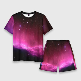 Мужской костюм с шортами 3D с принтом Night Nebula в Кировске,  |  | звезды | космос | млечный путь | небо | ночь | розовый | темный
