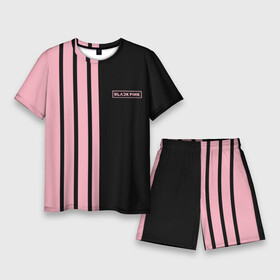 Мужской костюм с шортами 3D с принтом BLACKPINK  HALF BLACK PINK  MINI LOGO в Кировске,  |  | black  pink | black pink | blackpink | jennie | jisoo | k pop | lalisa | группа | к поп | корейская группа | розовый | черный