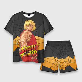 Мужской костюм с шортами 3D с принтом Кен Мастерс  Street Fighter в Кировске,  |  | ken masters | street fighter | видеоигры | кен мастерс | кулак