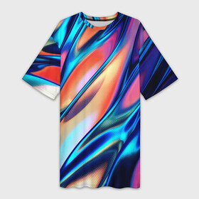 Платье-футболка 3D с принтом Colorful flow в Кировске,  |  | абстракция | волны | жидкость | краска | красочная | линии | разноцветная | смешение цветов | яркая