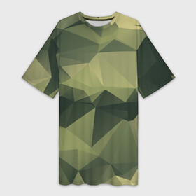 Платье-футболка 3D с принтом 3д полигоны  камуфляж в Кировске,  |  | camouflage | геометрия | камуфляж | маскировка | ромбы
