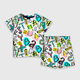 Детский костюм с шортами 3D с принтом COLOR ENGLISH ALPHABET в Кировске,  |  | алфавит | английский | буквы | цвета | язык