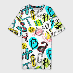 Платье-футболка 3D с принтом COLOR ENGLISH ALPHABET в Кировске,  |  | алфавит | английский | буквы | цвета | язык