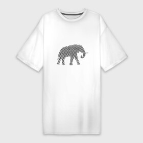 Платье-футболка хлопок с принтом Слон в шашечку в Кировске,  |  | арт | графика | животное | звери | слон | такси | штрих
