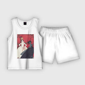 Детская пижама с шортами хлопок с принтом Le Jour et La Nuit (Две модницы) в Кировске,  |  | абстракция | винтаж | девушка | искусство | картина | классика | любовь | минимализм | мода | природа | цветы | экспрессионизм