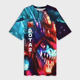 Платье-футболка 3D с принтом Dota 2 SLARK в Кировске,  |  | dota 2 | game | gameplay | slark | дота2 | игра | монстр | персонаж | сларк | чудовище