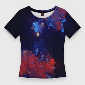 Женская футболка 3D Slim с принтом Бурлящий Коралловый Риф в Кировске,  |  | bubbling | coral | nature | ocean | reef | sea | бурление | коралловый | красный | море | океан | природа | риф | синий