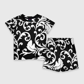 Детский костюм с шортами 3D с принтом Minimalist floral pattern в Кировске,  |  | fashion | leafs | minimalism | pattern | plant | листья | минимализм | мода | паттерн | растение