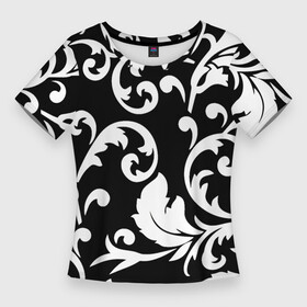 Женская футболка 3D Slim с принтом Minimalist floral pattern в Кировске,  |  | fashion | leafs | minimalism | pattern | plant | листья | минимализм | мода | паттерн | растение