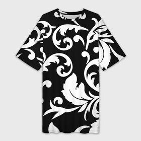Платье-футболка 3D с принтом Minimalist floral pattern в Кировске,  |  | fashion | leafs | minimalism | pattern | plant | листья | минимализм | мода | паттерн | растение