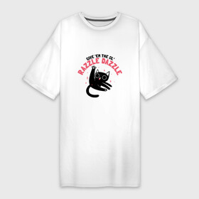 Платье-футболка хлопок с принтом Razzle Dazzle в Кировске,  |  | Тематика изображения на принте: animals | cat | kitty | животные | зверь | китти | кот | котенок | котик | котэ | кошечка | кошка | мяу
