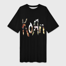Платье-футболка 3D с принтом KoЯn (Korn) лого в Кировске,  |  | korn | koяn | metal | группа | корн | коян | метал | ню метал | рок