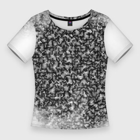 Женская футболка 3D Slim с принтом Квадратных хаос в Кировске,  |  | абстракция | квадрат | квадратный мир | квадратный хаос | порядок в хаосе | упорядоченный беспорядок | хаос | черный квадрат