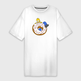 Платье-футболка хлопок с принтом Большой пончик с глазурью принт Гомер в Кировске,  |  | арт | мультсериал | пончик | принт | симпсоны